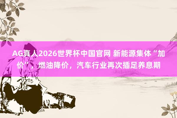AG真人2026世界杯中国官网 新能源集体“加价”,燃油降价,汽车行业再次插足养息期