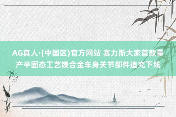 AG真人·(中国区)官方网站 赛力斯大家首款量产半固态工艺镁合金车身关节部件追究下线