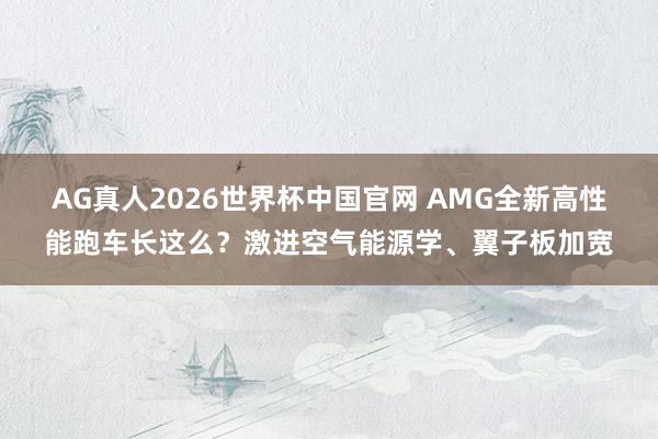 AG真人2026世界杯中国官网 AMG全新高性能跑车长这么？激进空气能源学、翼子板加宽