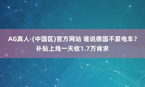 AG真人·(中国区)官方网站 谁说德国不爱电车?补贴上线一天收1.7万肯求