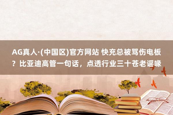 AG真人·(中国区)官方网站 快充总被骂伤电板?比亚迪高管一句话,点透行业三十苍老谣喙