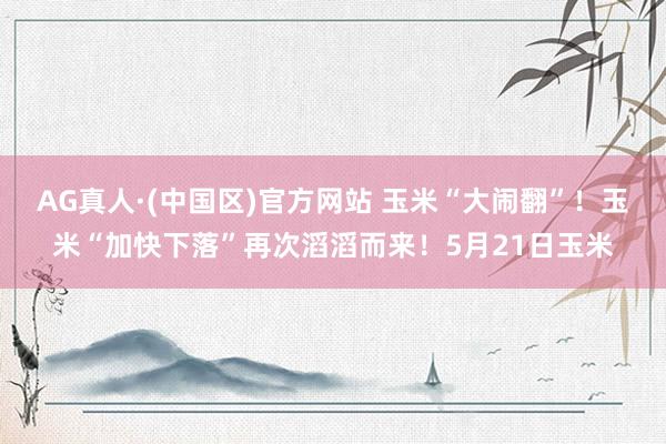 AG真人·(中国区)官方网站 玉米“大闹翻”!玉米“加快下落”再次滔滔而来!5月21日玉米