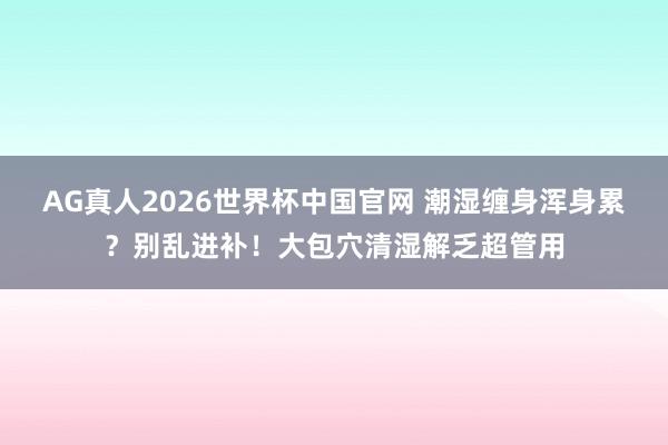 AG真人2026世界杯中国官网 潮湿缠身浑身累?别乱进补!大包穴清湿解乏超管用