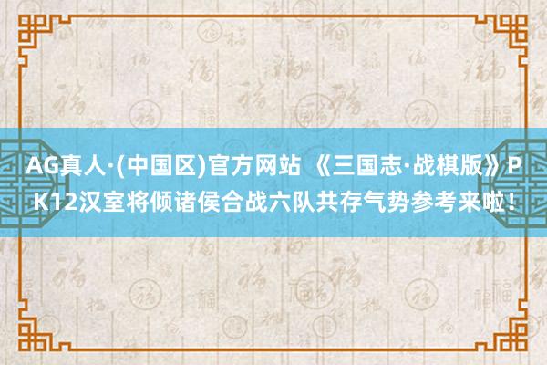 AG真人·(中国区)官方网站 《三国志·战棋版》PK12汉室将倾诸侯合战六队共存气势参考来啦!