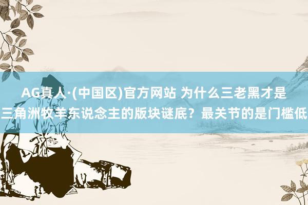 AG真人·(中国区)官方网站 为什么三老黑才是三角洲牧羊东说念主的版块谜底?最关节的是门槛低