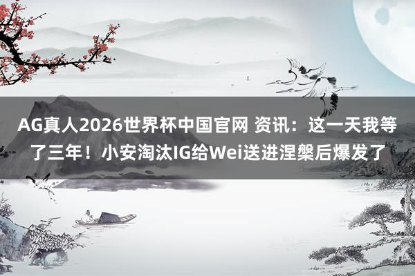 AG真人2026世界杯中国官网 资讯:这一天我等了三年!小安淘汰IG给Wei送进涅槃后爆发了
