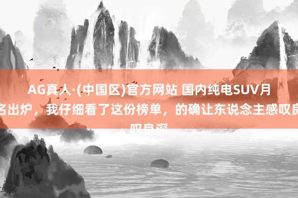 AG真人·(中国区)官方网站 国内纯电SUV月排名出炉,我仔细看了这份榜单,的确让东说念主感叹良深