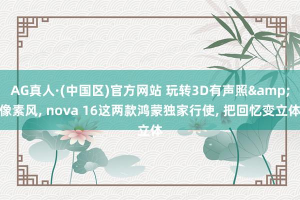 AG真人·(中国区)官方网站 玩转3D有声照&像素风, nova 16这两款鸿蒙独家行使, 把回忆变立体